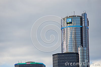 DETROIT, MI - AUG 21, 2016: General Motors Building, GM Headquarters aka Renaissance Center in downtown Detroit. Editorial Stock Photo