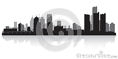 Detroit Michigan city skyline silhouette Vector Illustration