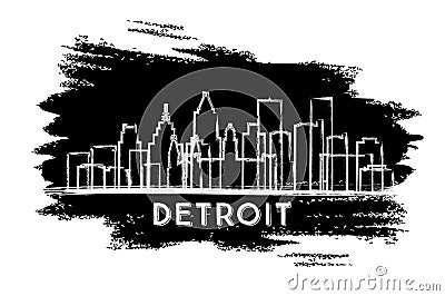 Detroit Michigan City Skyline Silhouette. Hand Drawn Sketch. Business Travel and Tourism Concept with Historic Architecture Stock Photo
