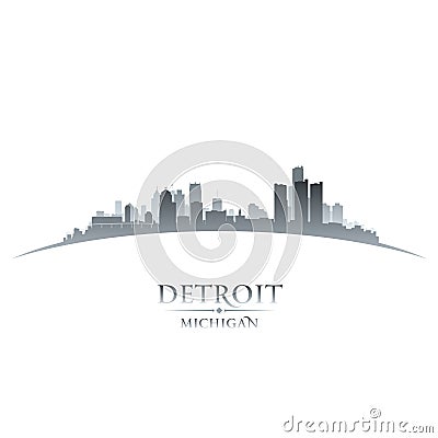 Detroit Michigan city skyline silhouette white background Vector Illustration