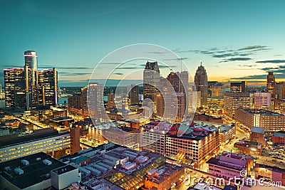 Detroit, Michigan, USA Downtown Skyline Editorial Stock Photo