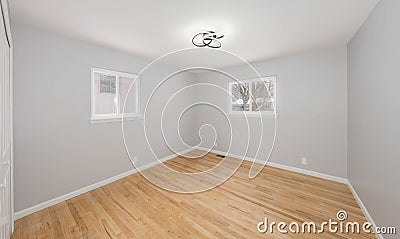 Detroit, Michigan -USA- February 6, 2023: Hardwood floor has been replaced during a home renovation Editorial Stock Photo