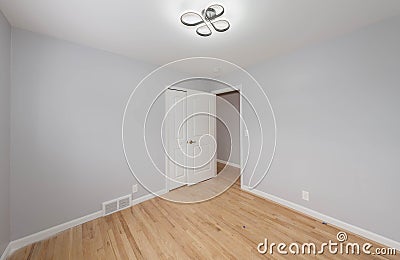 Detroit, Michigan -USA- February 6, 2023: Hardwood floor has been replaced during a home renovation Editorial Stock Photo