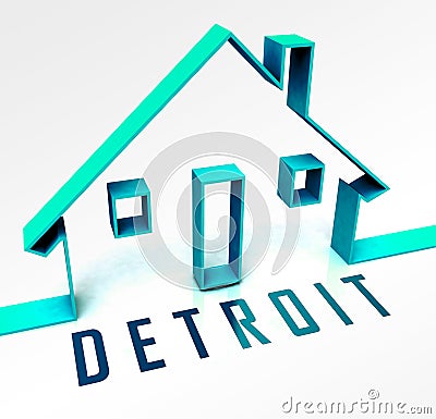 Detroit Real Estate Icon Depicts Residential Buying In Colorado - 3d Illustration Stock Photo