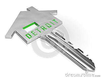 Detroit Real Estate Key Depicts Residential Buying In Colorado - 3d Illustration Stock Photo