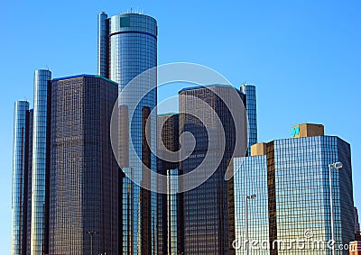Detroit Skyline Motor City tallest buildings in Michigan Stock Photo