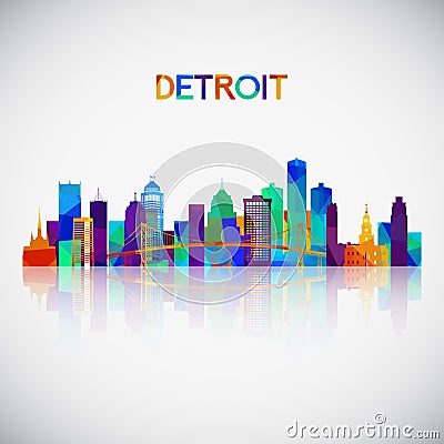 Detroit skyline silhouette in colorful geometric style. Vector Illustration