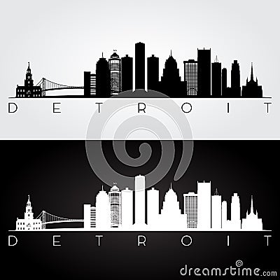 Detroit skyline silhouette Vector Illustration