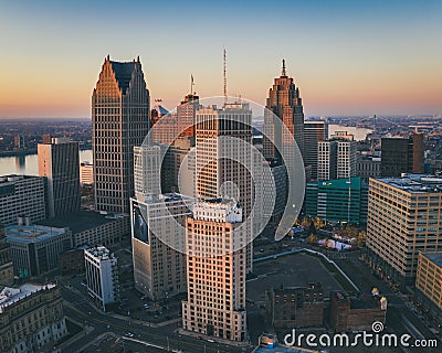 Detroit Skyline Sunrise November 2 Editorial Stock Photo