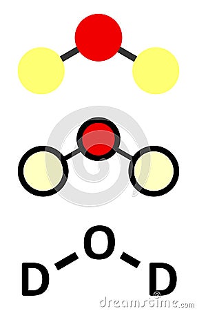 Deuterium oxide (heavy water) molecule Vector Illustration