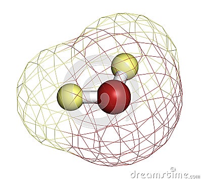Deuterium oxide (heavy water) molecule. 3D rendering. Atoms are represented as spheres with conventional color coding: deuterium ( Stock Photo