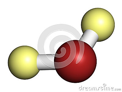 Deuterium oxide (heavy water) molecule. 3D rendering. Atoms are represented as spheres with conventional color coding: deuterium ( Stock Photo