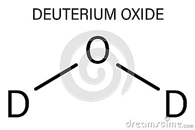 Deuterium oxide or heavy water molecule. Skeletal formula. Vector Illustration