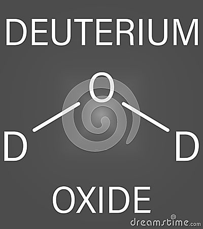 Deuterium oxide or heavy water molecule. Skeletal formula. Vector Illustration