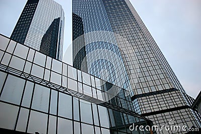 Deutsche Bank twintowers in Frankfurt Stock Photo