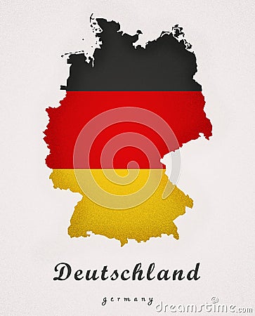 Deutschland Germany Art Map Stock Photo