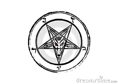 The Sigil of Baphomet original Goat Pentagram, isolated or white background Vector Illustration