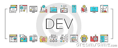 Dev Code Occupation Collection Icons Set Vector . Vector Illustration