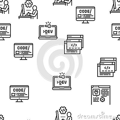 Dev Code Occupation Vector Seamless Pattern Vector Illustration