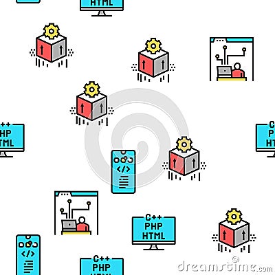 Dev Code Occupation Vector Seamless Pattern Vector Illustration