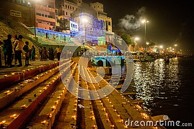 Dev diwali celebration at varanasi india Editorial Stock Photo