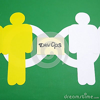 Dev and Ops symbol. DevOps Concept for software engineering culture and practice of software development and operation Stock Photo
