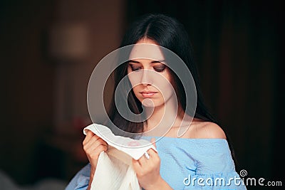 Devastated Woman Finding Out Cheating Husband has Secret Affair Stock Photo