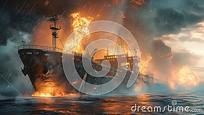 Devastating aftermath of accident triggers oil embargo Stock Photo