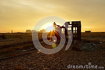 Devastation at Sunset Stock Photo