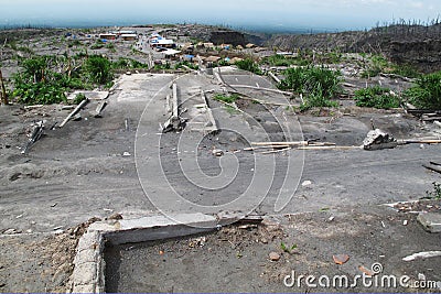 Devastation after volcano eruption Stock Photo