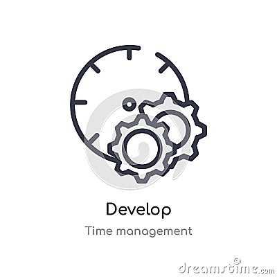 develop outline icon. isolated line vector illustration from time management collection. editable thin stroke develop icon on Vector Illustration