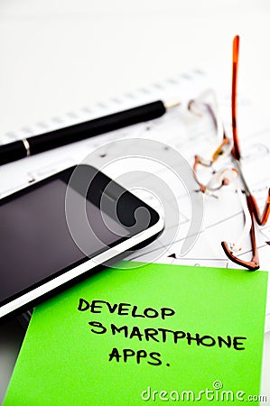 Develop smartphone apps Stock Photo