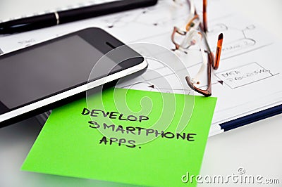 Develop smartphone apps Stock Photo