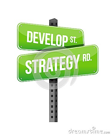 Develop strategy road sign illustration Cartoon Illustration