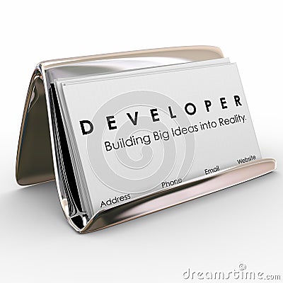 Developer Business Cards Builder Software Application Programmer Stock Photo
