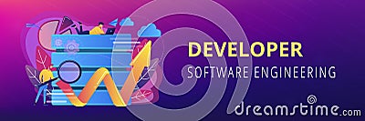 Big data tools header banner. Vector Illustration