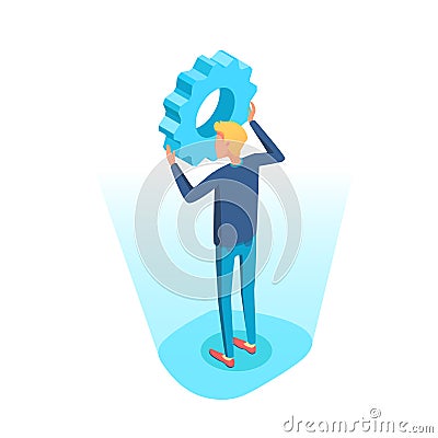 Developer, programmer isometric character Vector Illustration