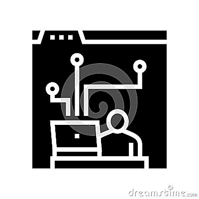 developer working and codding program glyph icon vector illustration Vector Illustration