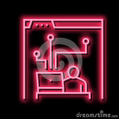 developer working and codding program neon glow icon illustration Vector Illustration