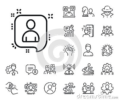 Developers chat line icon. Business management sign. Specialist, doctor and job competition. Vector Stock Photo