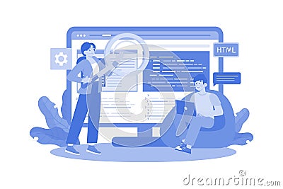 Developers Troubleshooting Issues With A Crashed Website Of The Company Vector Illustration