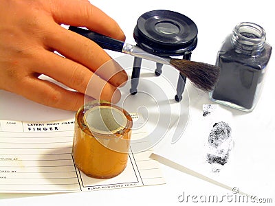 Developing a Latent Fingerprint Stock Photo