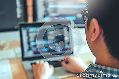 Developing programmer Development Website design and coding tech Stock Photo