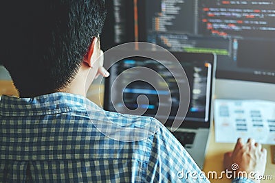 Developing programmer Development Website design and coding tech Stock Photo