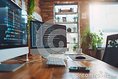 Developing programmer Team Development Website design and coding technologies Stock Photo