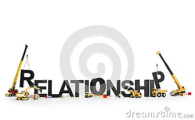 Developing a relationship: Machines building word. Stock Photo