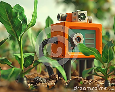 Developing a sensor-based irrigation app for real-time field moisture monitoring Cartoon Illustration