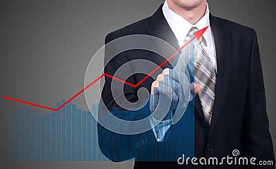 Development and growth concept. Businessman plan growth and increase of positive indicators in his business and finance Stock Photo