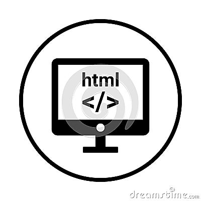 Development, html icon. Black vector graphics Vector Illustration
