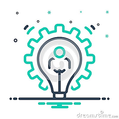 Mix icon for Development, evolution and cog Vector Illustration